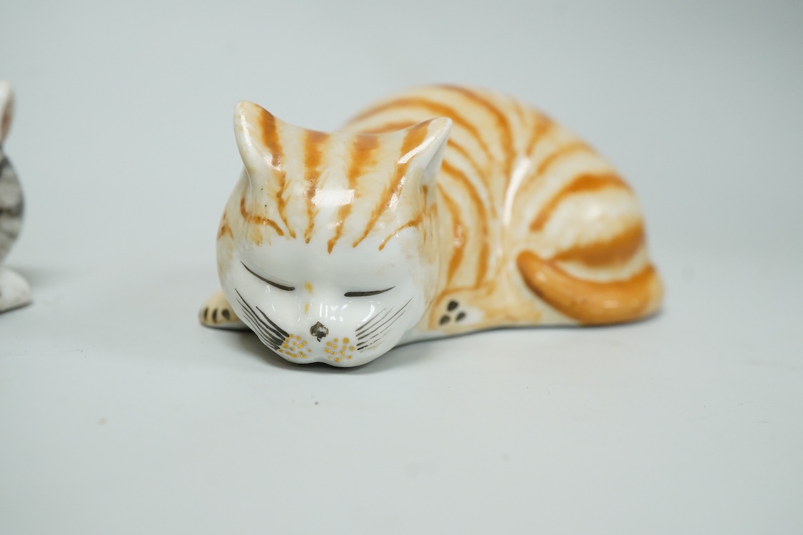 Two Fornasetti models of sleeping cats,9.5cm long